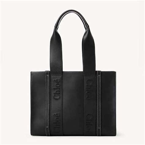 chloe woody tote black.